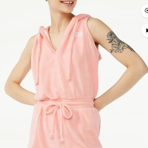 Women's Pink Hooded Romper